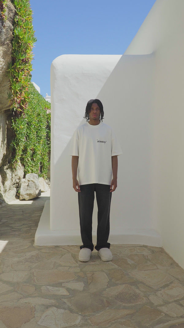 BOMBER LOGO T-SHIRT - CREAM