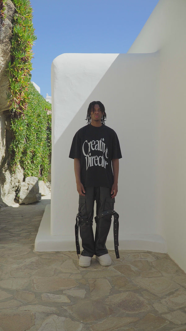 BOMBER REVERIE LEATHER CARGO PANTS - BLACK