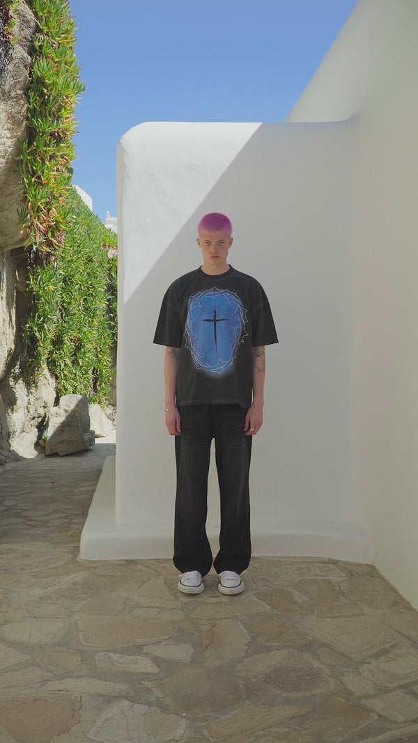 BOMBER BLUE CROWN T-SHIRT – VINTAGE BLACK
