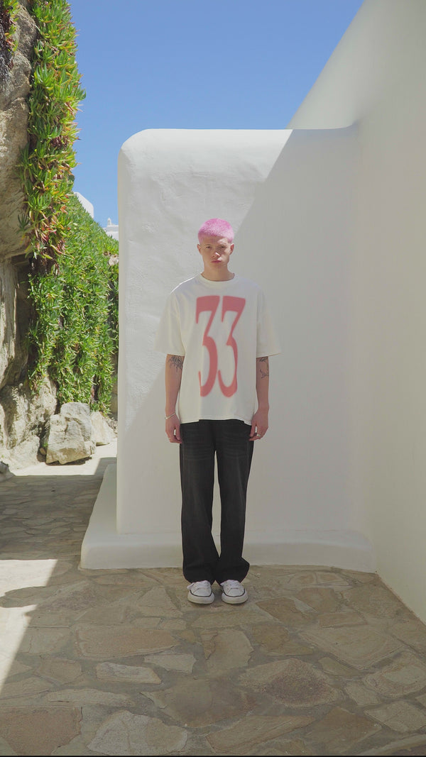BOMBER PINK 33 T-SHIRT - CREAM
