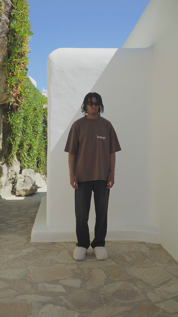 BOMBER LOGO T-SHIRT - BROWN