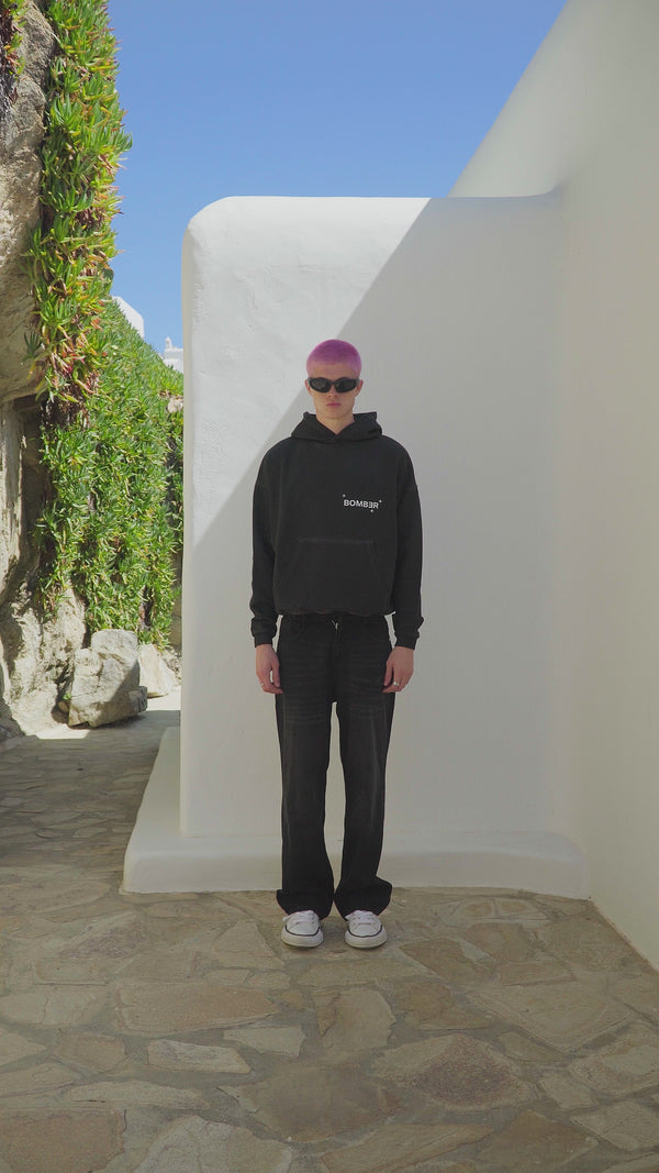 BOMBER LOGO HOODIE - VINTAGE BLACK