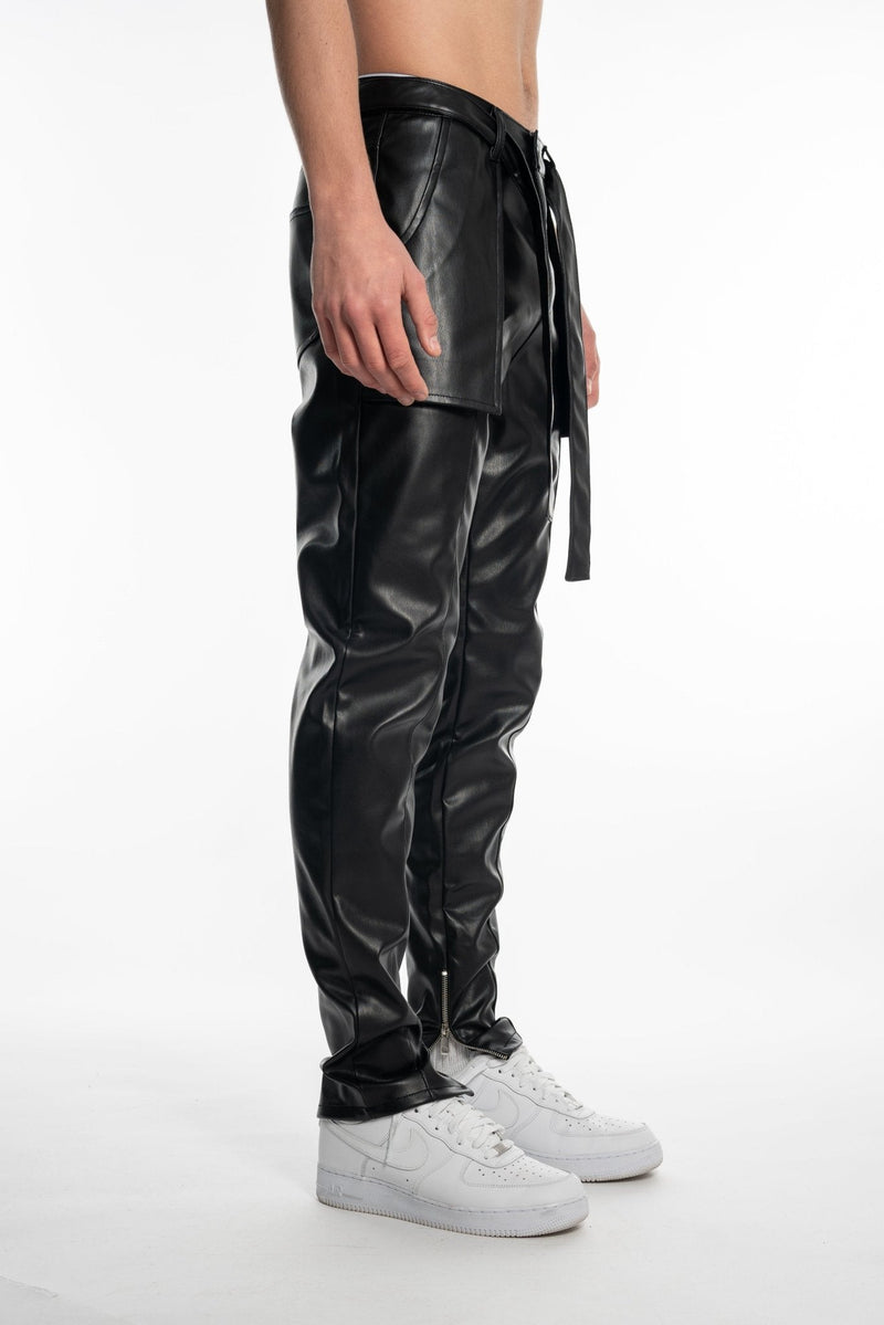 LEATHER PANTS - BLACK - BOMBER CLOTHING