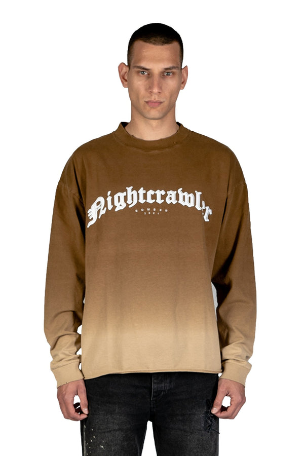 LONG SLEEVE T-SHIRT - FADED BROWN - BOMBER CLOTHING